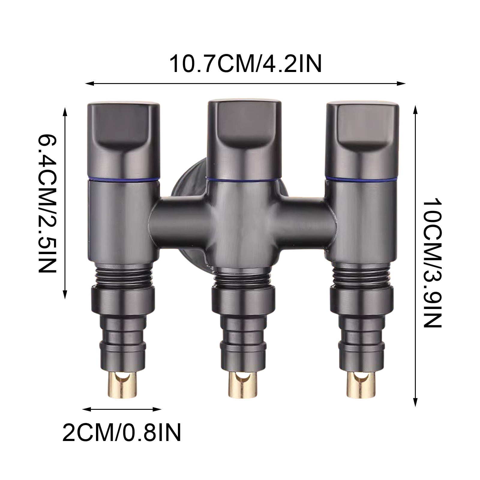 Single Inlet Tap Stainless Steel One Inlet Three Angle Tap Faucet Set, Control Taps with ...