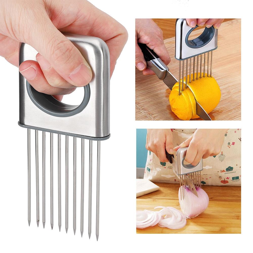 Stainless Steel Onion Holder for Slicing,Onion Cutter for Slicing and  Storage of Onions,Avocados,Eggs and Other Vegetables Black