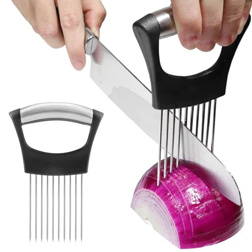 Stainless Steel Onion Holder for Slicing, Vegetable Cutting Guide Fork with Ergonomic Handle