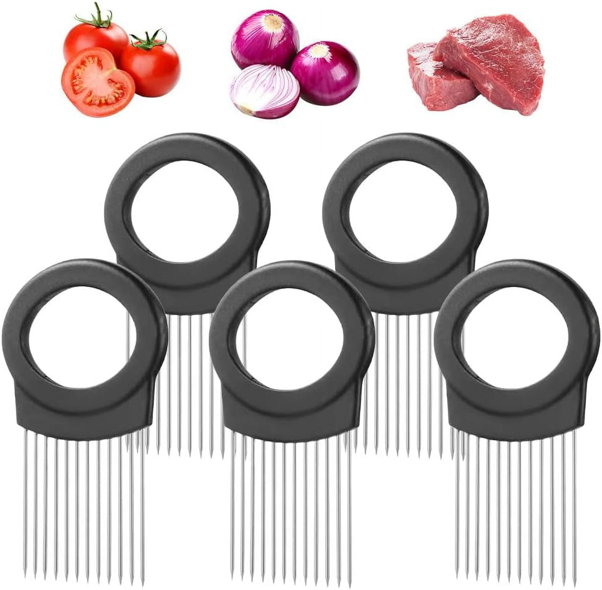 Cheers.US Onion Slicer, Onion Cutter Holder, Lemon Potato Tomato Slicer, Vegetable Stalking Fork, Meat Tenderer, Stainless Steel Kitchen Slicer For Slicing Onions,Avocados,Eggs
