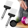 thumbnail image 1 of Stainless Steel Onion Slicer, Multifunctional Kitchen Onion Holder for Slicing, Large Onion Cutter Vegetable Chopper, Easy-Clean Kitchen Slicer Assistant with Neat Guide & Tenderizer, 2Pcs, 1 of 9