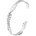 thumbnail image 1 of Stainless Steel Open Cuff Olive Tree Leaf Style Adjustable Size Bangle Bracelet, 1 of 4