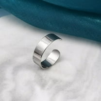 Stainless Steel Open Cuff Ring Wide Band Men Women Adjustable Size R58