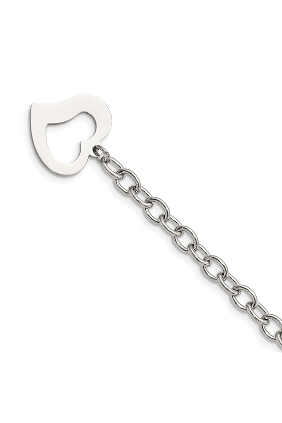 Stainless Steel Open Link with Open Heart Bracelet Fine Jewelry For Women Gifts For Her, 8.5"