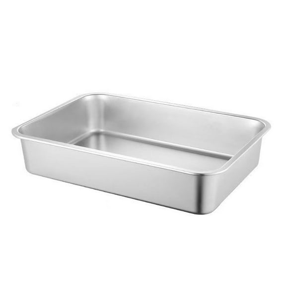 Stainless Steel Open Litter Tray with Basin & Carry Handle, Anti-Splash Cats Litter Container for All Sizes