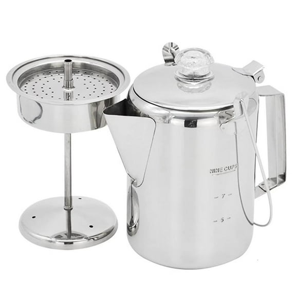 hejhncii Stainless Steel Outdoor Coffee Pot Percolator Large Capacity Coffee Maker with Handle for Convenient Campfires Brewing