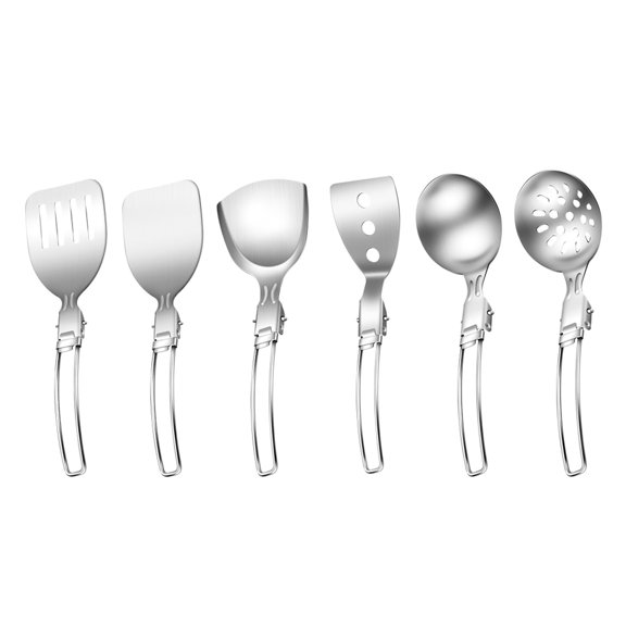 Stainless Steel Outdoor Cooking Foldable Utensils Set for Camping, Picnics and Backpacking Space Saving Cookware Set