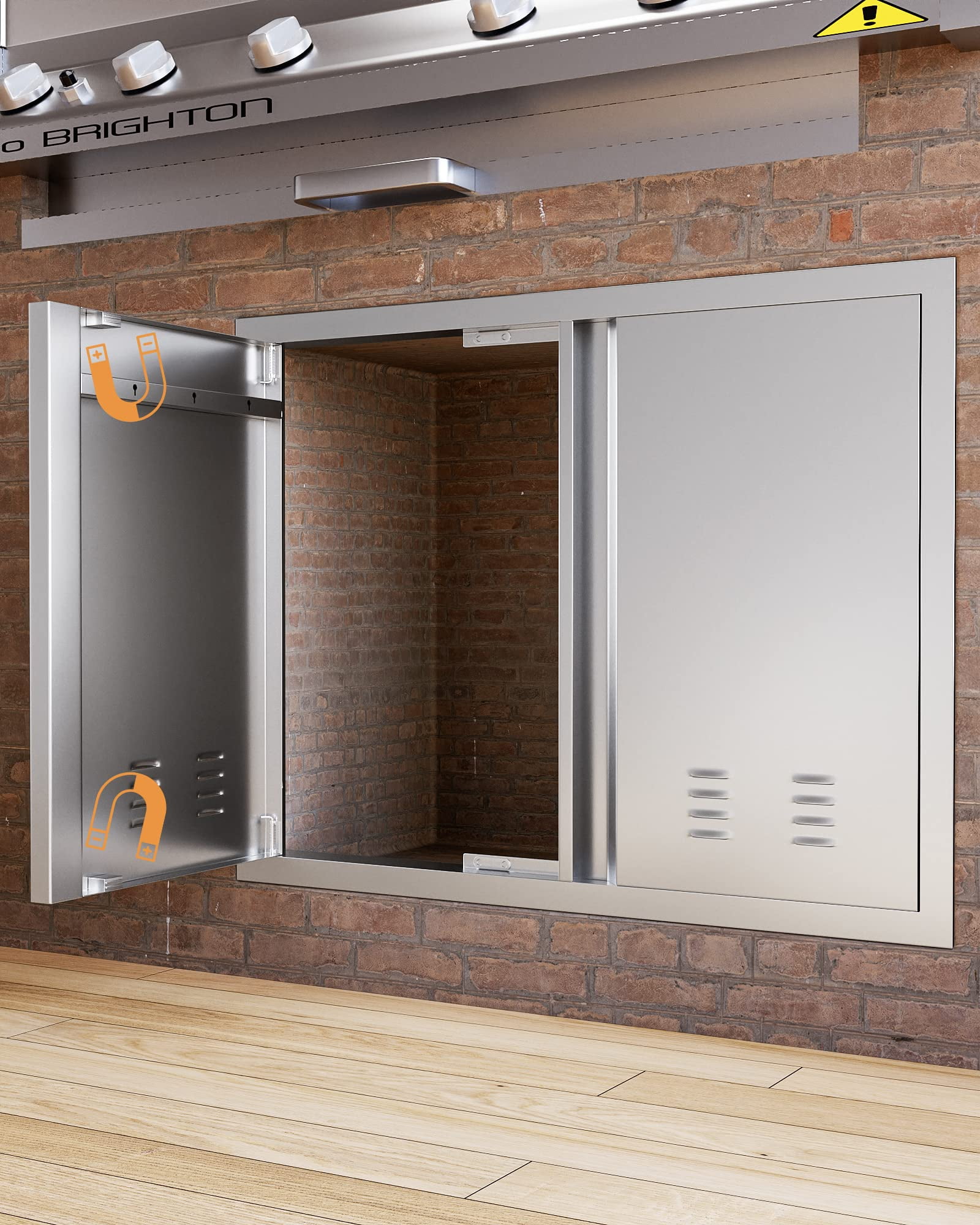 Stainless Steel Outdoor Kitchen Door with Recessed Handle 304 Stainless ...