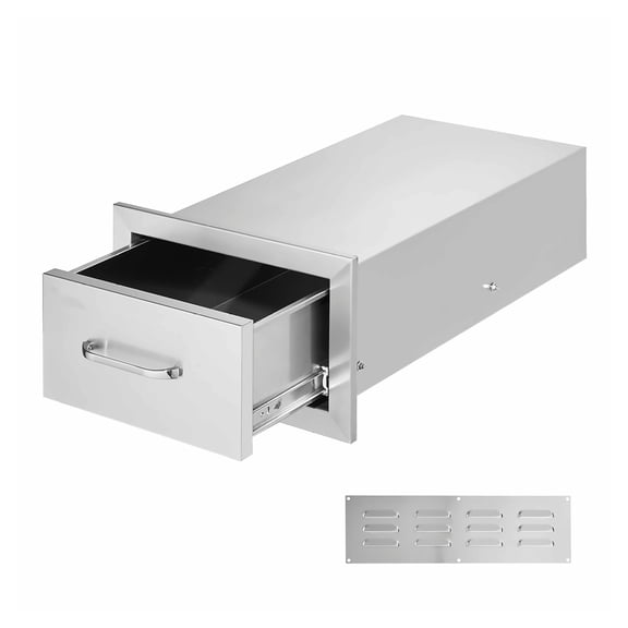Stainless Steel Outdoor Kitchen Drawers, 14x8.5 Inch, Double Drawer BBQ Island, Flush Mount, 23D Inch, Handle Included