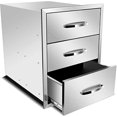 thumbnail image 1 of Stainless Steel Outdoor Kitchen Drawers - 3-Drawer BBQ Drawer, Built-in, Flush Mount for Outdoor Kitchens & BBQ Islands, 18Wx23Dx24H, 1 of 13
