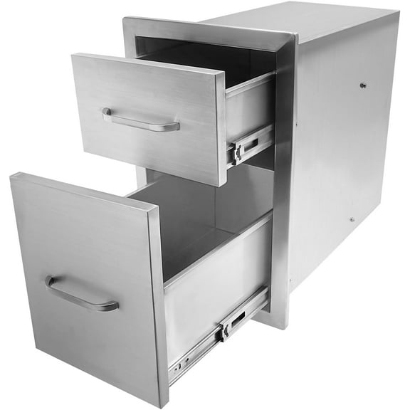 Stainless Steel Outdoor Kitchen Drawers with Handle - BBQ Island Pull-Out Drawers for Outdoor Kitchens & Under Sink Storage - Durable & Rust-Resistant (13x20.5x21 Inches)