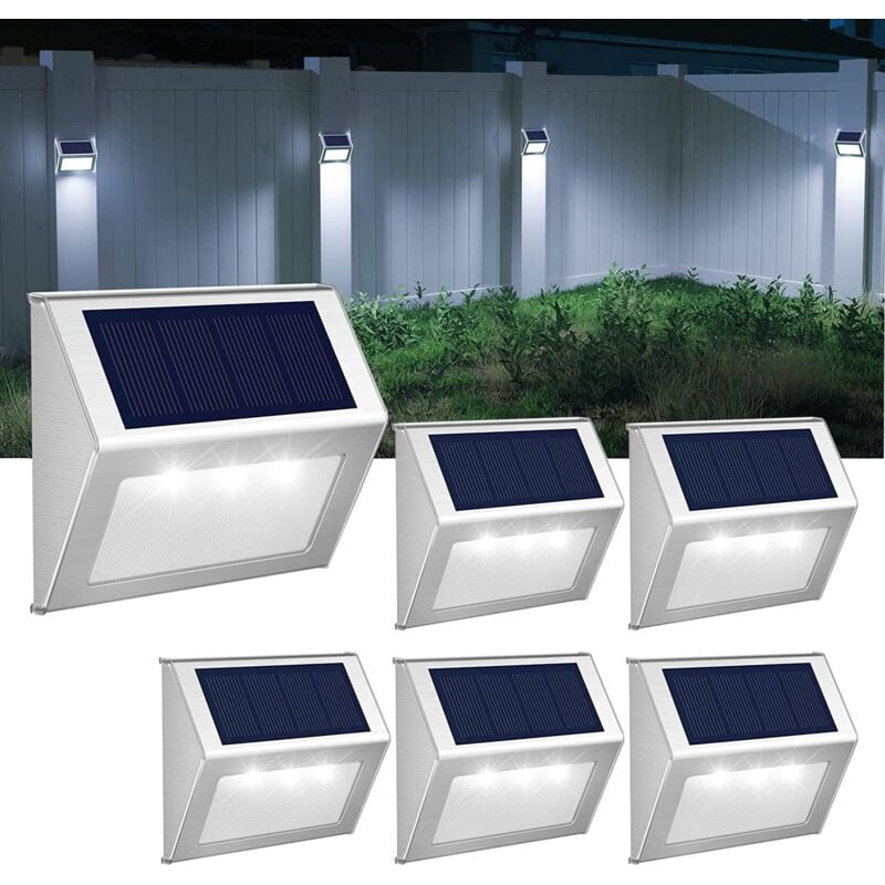 Cool White Stainless Steel Solar LED Outdoor Step Lights, 12-Pack