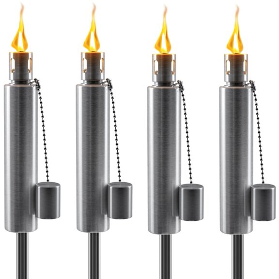 Stainless Steel Outdoor Torches, Citronella Oil Lamp, Set of 4 (Barrel) for Bedroom, Living Room,  Kitchen