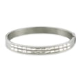 thumbnail image 1 of Stainless Steel Oval Bangle with Baguette CZ Cut, 1 of 1