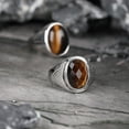thumbnail image 1 of Stainless Steel Oval Natural Tiger Eye Ring, Men's Tigers Eye Ring, Oval Gemstone Ring, Statement Ring, Mens Jewelry, Gift for him, 1 of 3