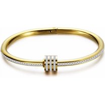 Stainless Steel Oval Shape Cubic Zircon Bangle Bracelet