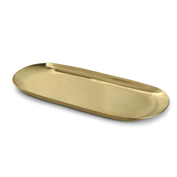 Stainless Steel Oval Tray 23X9.5x1cm Multi-color Metal Serving Tray for Food Multi-color Metal Oval Multi-color Metal Serving Tray Stainless Steel Oval Tray for Food Aromatherapy  Brushed Brass