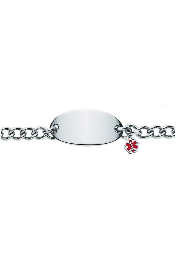 Stainless Steel Oval Unisex Bracelet - Stainless Steel 9 Inch