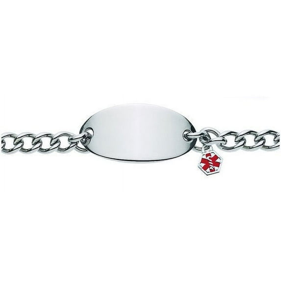 Stainless Steel Oval Unisex Bracelet - Stainless Steel 9 Inch