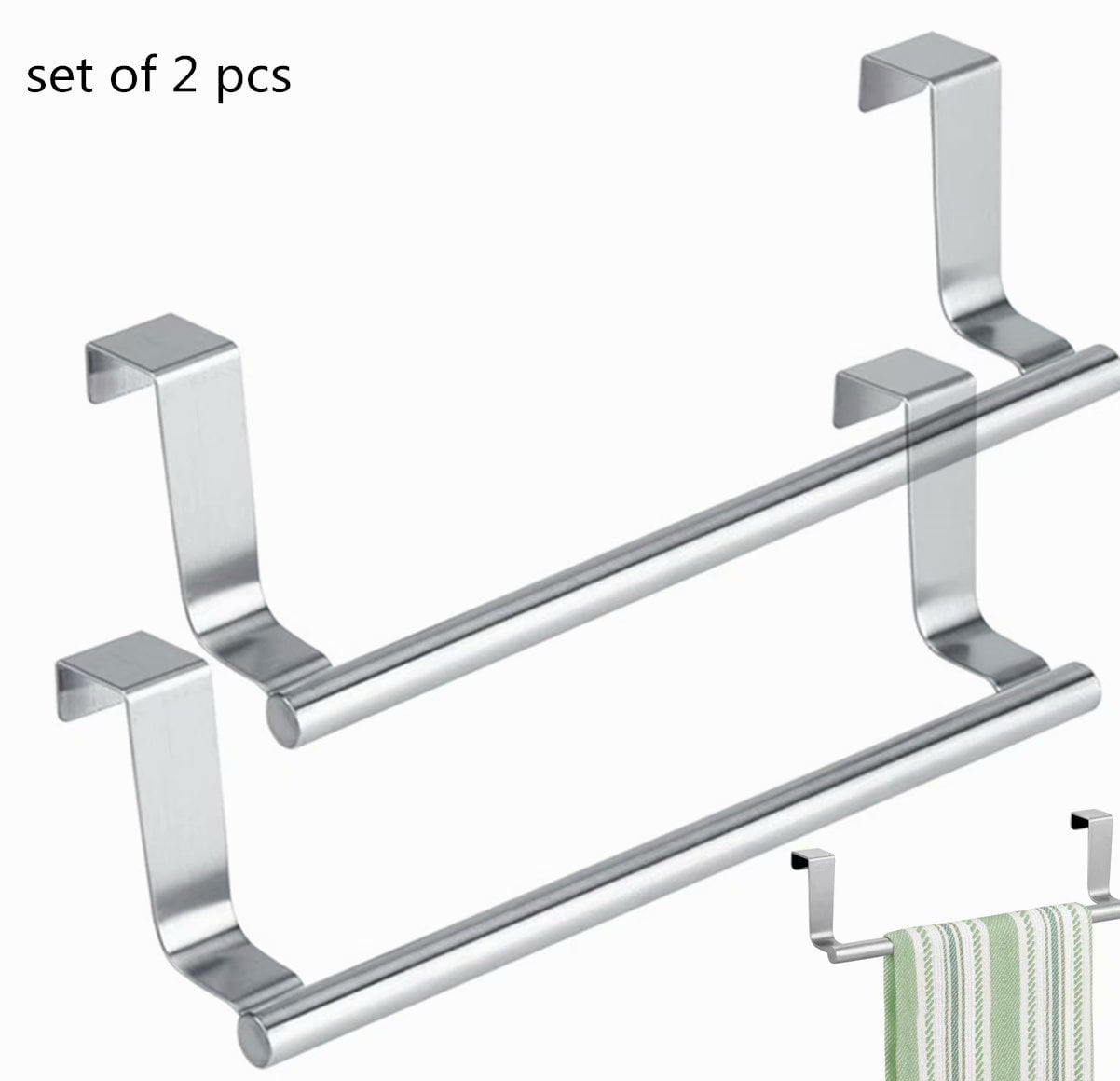 Stainless Steel Over Door Towel Rack Bar Holders,14" Wide Kitchen Over