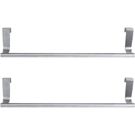 Stainless Steel Over Door Towel Rack Bar Holders for Universal Fit on Over Cabinet Cupboard Doors 2 Pack 9 Inch