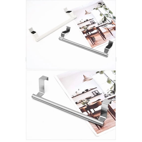 Stainless Steel Over Door Towel Rack Universal Fit 2 Pack Brushed Silver