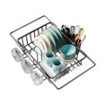 thumbnail image 1 of Stainless Steel Over Sink Dish Drying Rack, Adjustable Kitchen Counter Dish Rack With Utensil Holder, Drainer And Cup Tray, Fits Most Sinks, 1 of 4