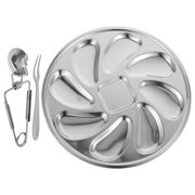 Houderco Stainless Steel Oyster Dish Silver 1 Set Round Modern .1X9.1X0.04In