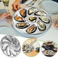 thumbnail image 1 of Stainless Steel Oyster Plate 8-Slot Seafood Platter | Round Oven-Safe Dish for Baking Oysters Scallops | Center Lemon Slot | 9 Inch Diameter | Durable Easy Clean | 1 Piece, 1 of 9