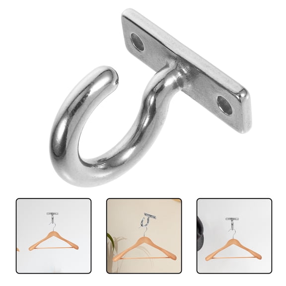 FRCOLOR Stainless Steel Wall Mount Hook Pad Eye Plate for Home Use Plated Silver Finish Modern Design