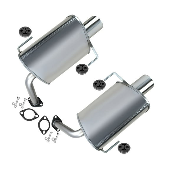 Stainless Steel Pair of Exhaust Mufflers w/ Hangers + Bolts Fits 2014 Tribeca 3.6L - Direct Fit
