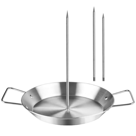 Stainless Steel Pan with Skewers for Oven, Ideal for Al Pastor, Shawarma & Kebabs Vertical Skewer Cooking Pan, Oven BBQ Dishes Pan Shawarma Cooking Plate, Oven Skewer Pans(10.5inch)