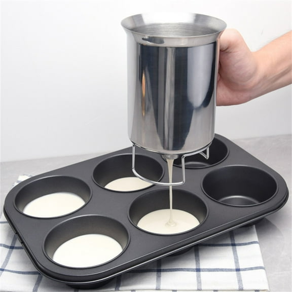 Stainless Steel Pancake Batter Dispenser Great For Baking Cupcakes Cooking Easyflow Spout Measuring Gauge In Mls And Cups