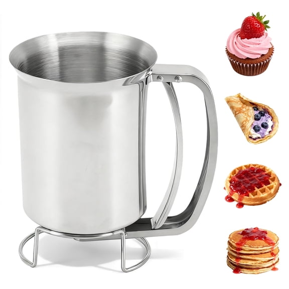 Stainless Steel Pancake Batter Dispenser, Handheld Cupcake Batter Dispenser for Pancakes, Cupcakes, Muffins, Waffles, 800ml/27oz