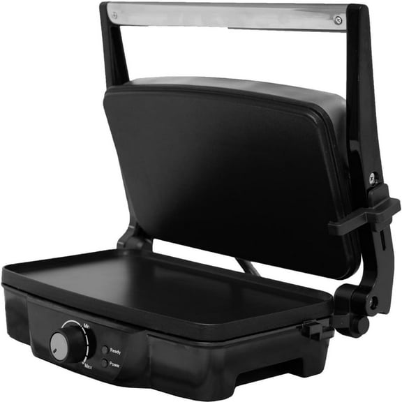 Stainless Steel Panini Press Electric with Adjustable Temperature Settings and Nonstick Plates, 1200W