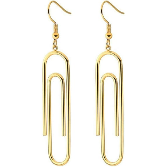 Stainless Steel Paper Clip Style Party Statement Dangle Earrings