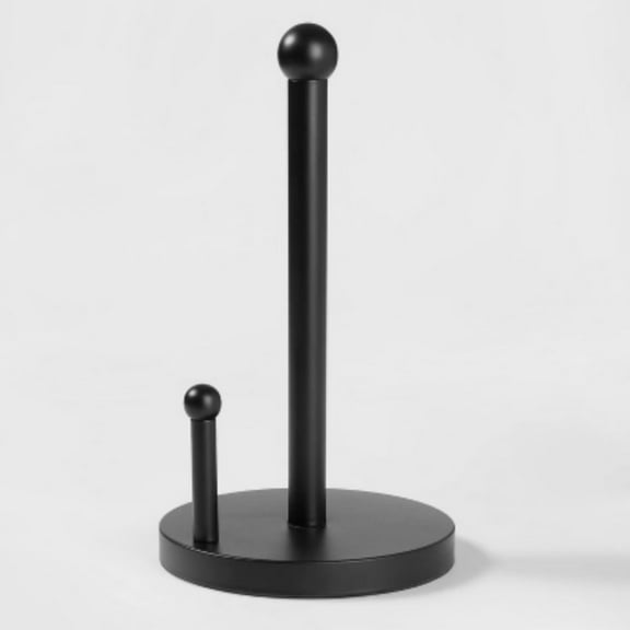 Stainless Steel Paper Towel Holder Black -Freestanding Kitchen Holder, Spot Clean, 13.5" Height