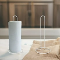 Stainless Steel Paper Towel Holder - Countertop Kitchen Organization Stand for Home Storage and Easy Access - White