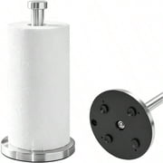 Stainless Steel Paper Towel Holder, Freestanding Kitchen Paper Holder, Anti-Slip Suction Cup Base Paper Roll Stand Countertop For Kitchen Bathroom Tabletop Silver