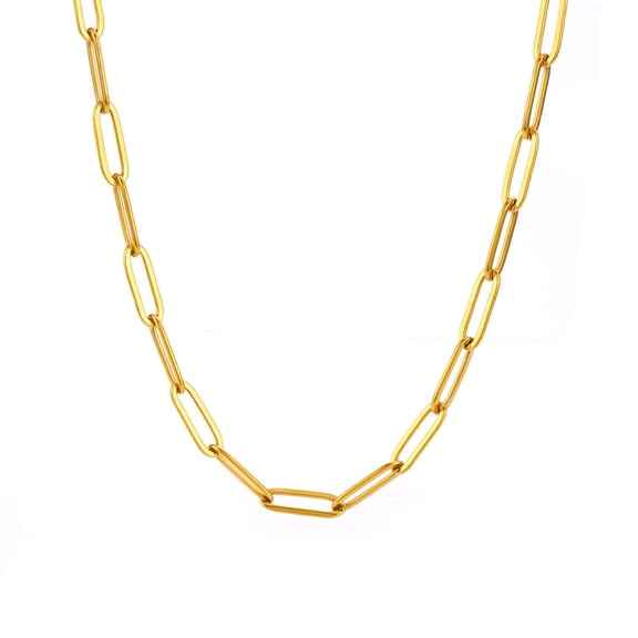 Stainless Steel Paperclip Chains Necklaces for Women Golden 15.75 inch(40cm)