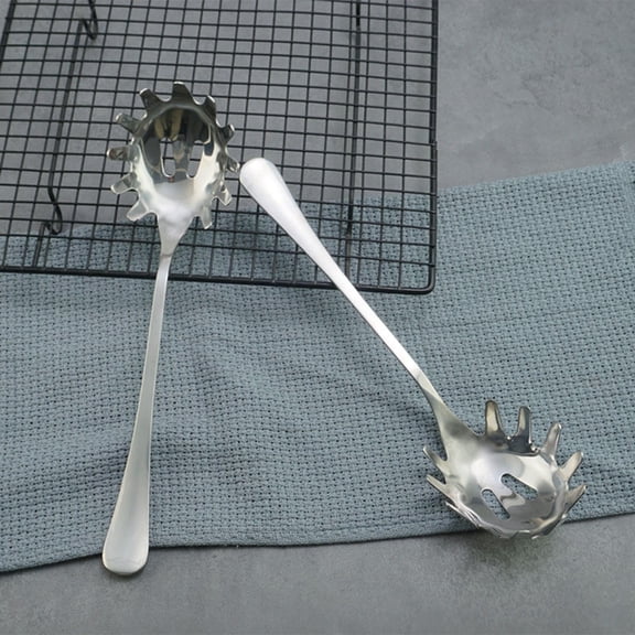 Stainless Steel Pasta Fork Spaghetti Strainer Slotted Serving Spoon Multi-Functional Kitchen Utensil For Cooking Draining Noodles Ice Cubes