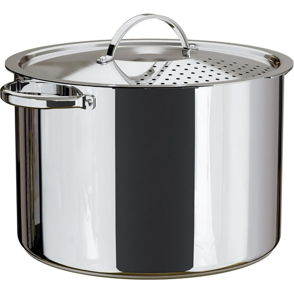 Stainless Steel Pasta Pot with Strainer Lid - 5.5 Quart Large Spaghetti Pot - Twist & Lock for Easy Drain & No Colander Or Strainer Basket Insert Needed - Dishwasher Safe Pots