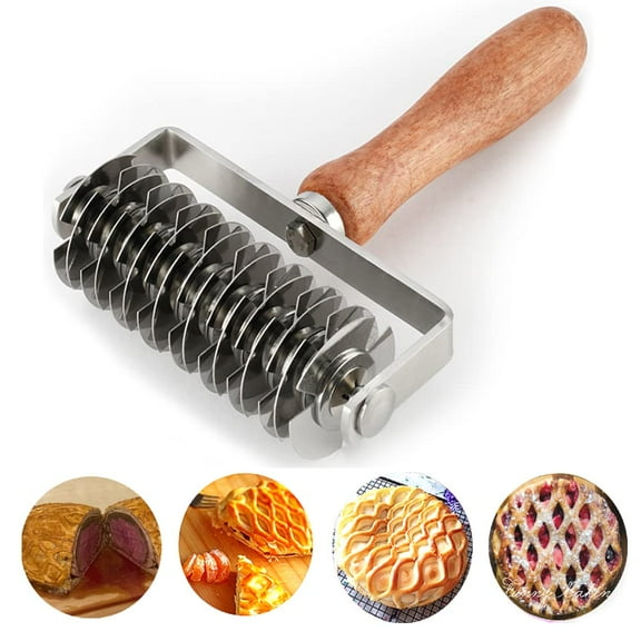 Stainless Steel Pastry Lattice Roller Cutter for Pie Crust Pizza Dough Beef Wellington Bread Cake Decoration, Silver