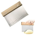 thumbnail image 1 of Stainless Steel Pastry Scraper - Dough Bench Scraper Bread Cutter Chopper with Non-Slip Wooden Handle and Measuring Scales for Kitchen, 1 of 9