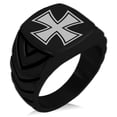 thumbnail image 1 of Stainless Steel Pattee Iron Cross Chevron Pattern Biker Style Polished Ring, 1 of 1