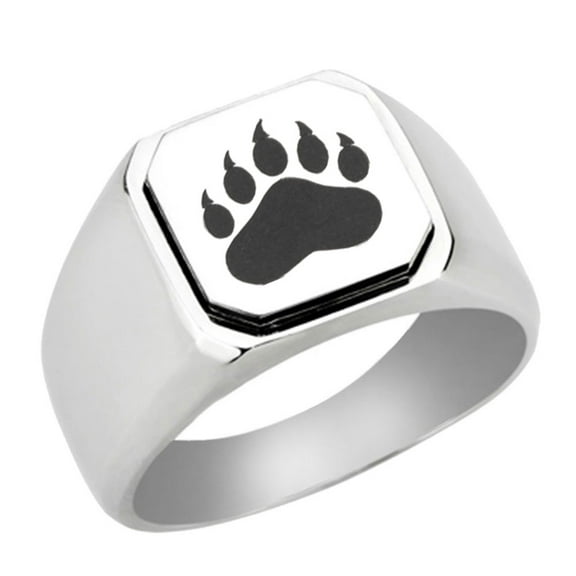 Stainless Steel Paw Engraved Signet Ring
