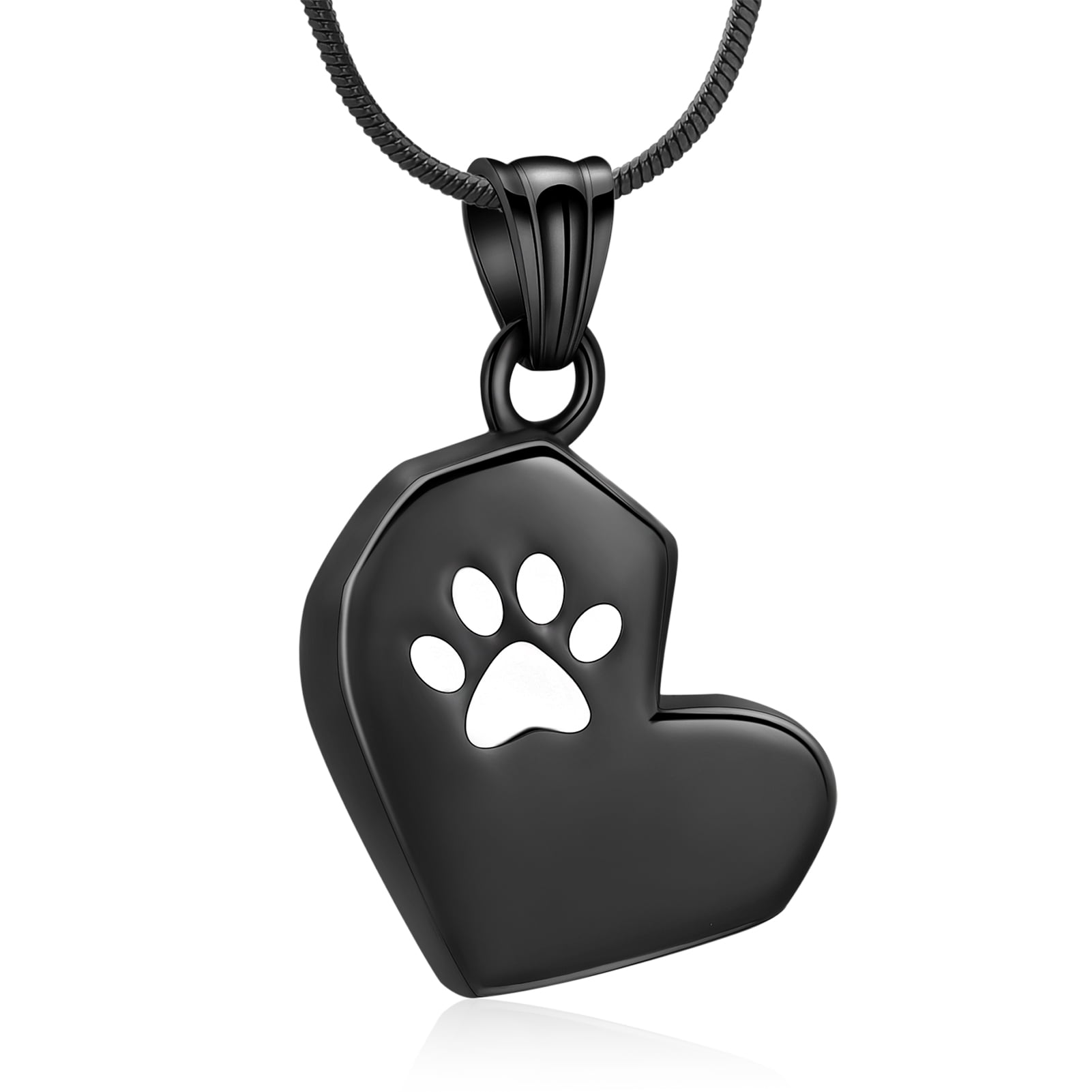 Stainless Steel Paw Print Heart Urn Pendant Memory Necklace for Dog Cat ...
