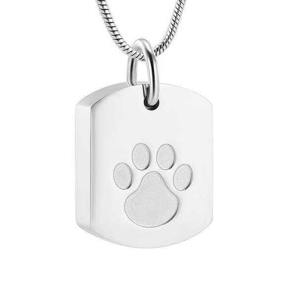 Stainless Steel Paw Print Square Cremation Urn Pendant Pet Memorial Necklace for Dog Cat Cremation Ashes Keepsake