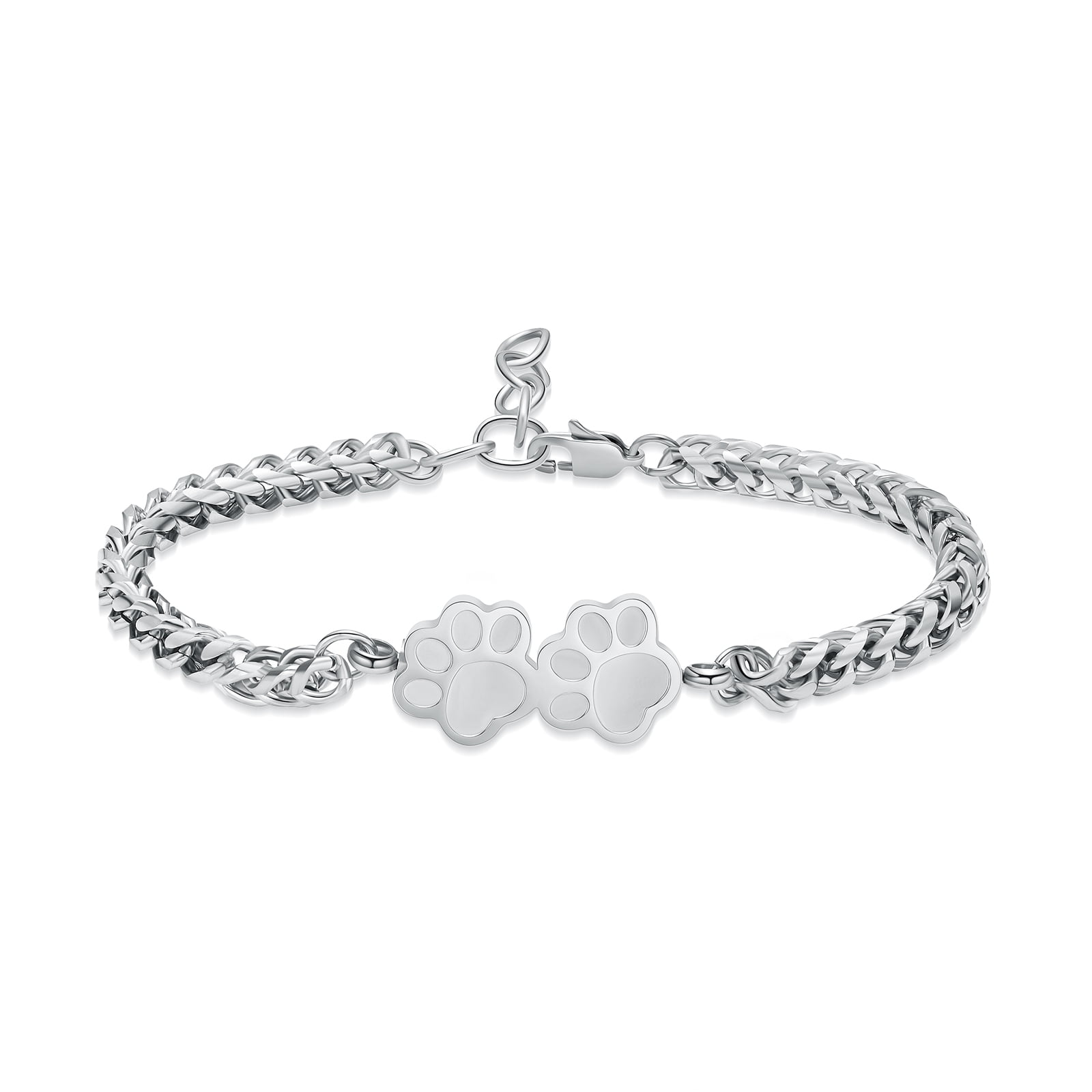 Stainless Steel Paws Urn Pendant Chain Link Funeral Urns Bracelet Pet ...