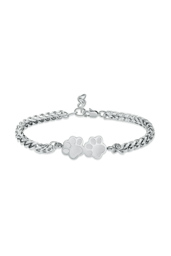 Stainless Steel Paws Urn Pendant Chain Link Funeral Urns Bracelet Pet Memorial Cremation Jewelry for Cat Dog Ashes